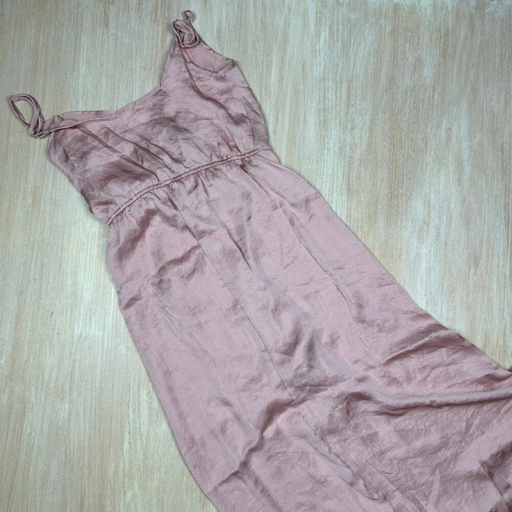Band of Gypsies Pink Blush Faux Wrap Satin Spaghetti Strap Elegant Dress Small - Picture 10 of 14